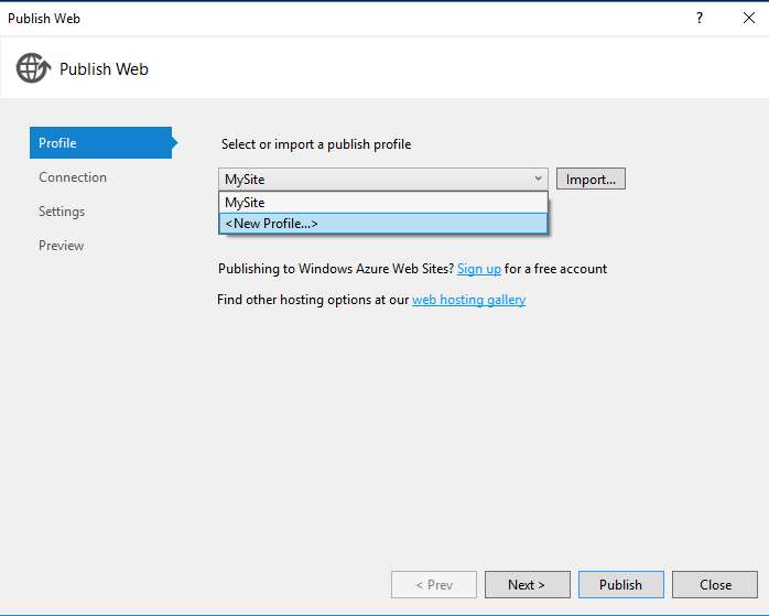 Create or Choose deployment profile