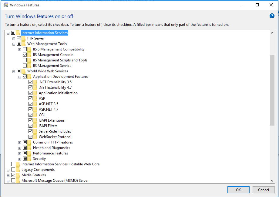 Select IIS option