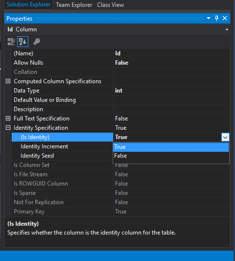 sql server created in visual studio server explorer