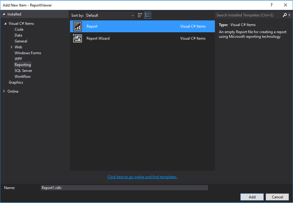 XAML меню. Add New item.