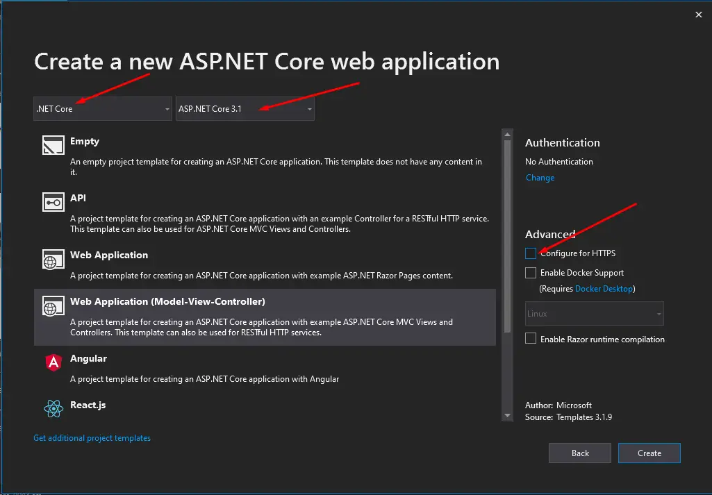 ASP.NET Core Web Applciation Settings