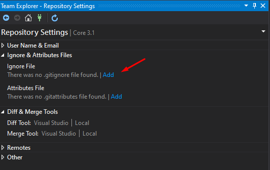 Add Git Ignore to an existing Visual Studio Project