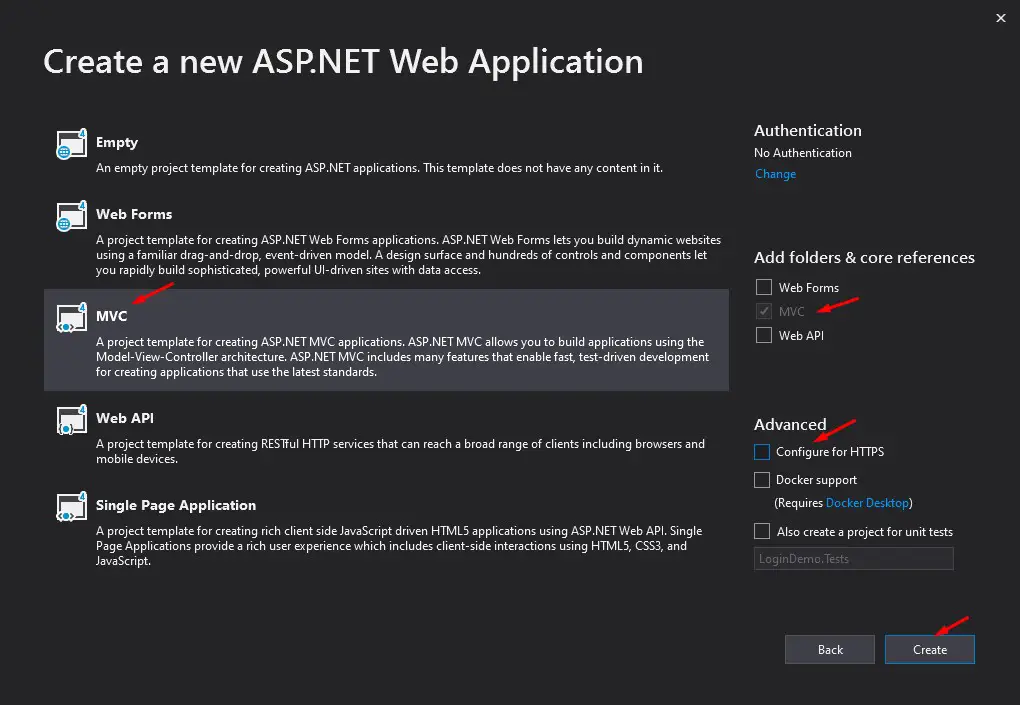 New ASP.NET MVC Web Application