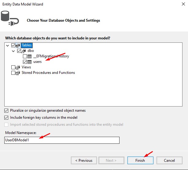 UserDBModel - Database First Approach in ASP NET MVC using Entity Framework