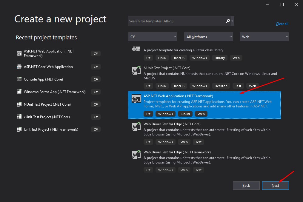 Create New Project in ASP.NET MVC