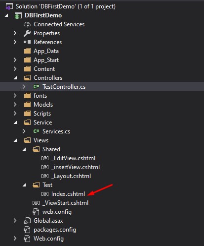 Database First Approach in ASP NET MVC using Entity Framework