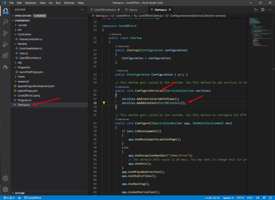 Create a model from an existing database in Entity Framework Core