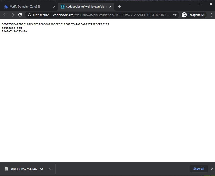 Verify Domain using HTTP File Upload
