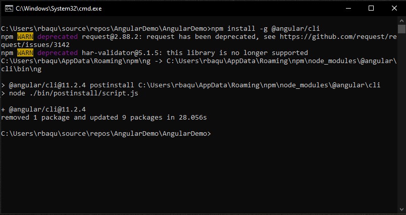 Angular 11 application with ASP NET Core