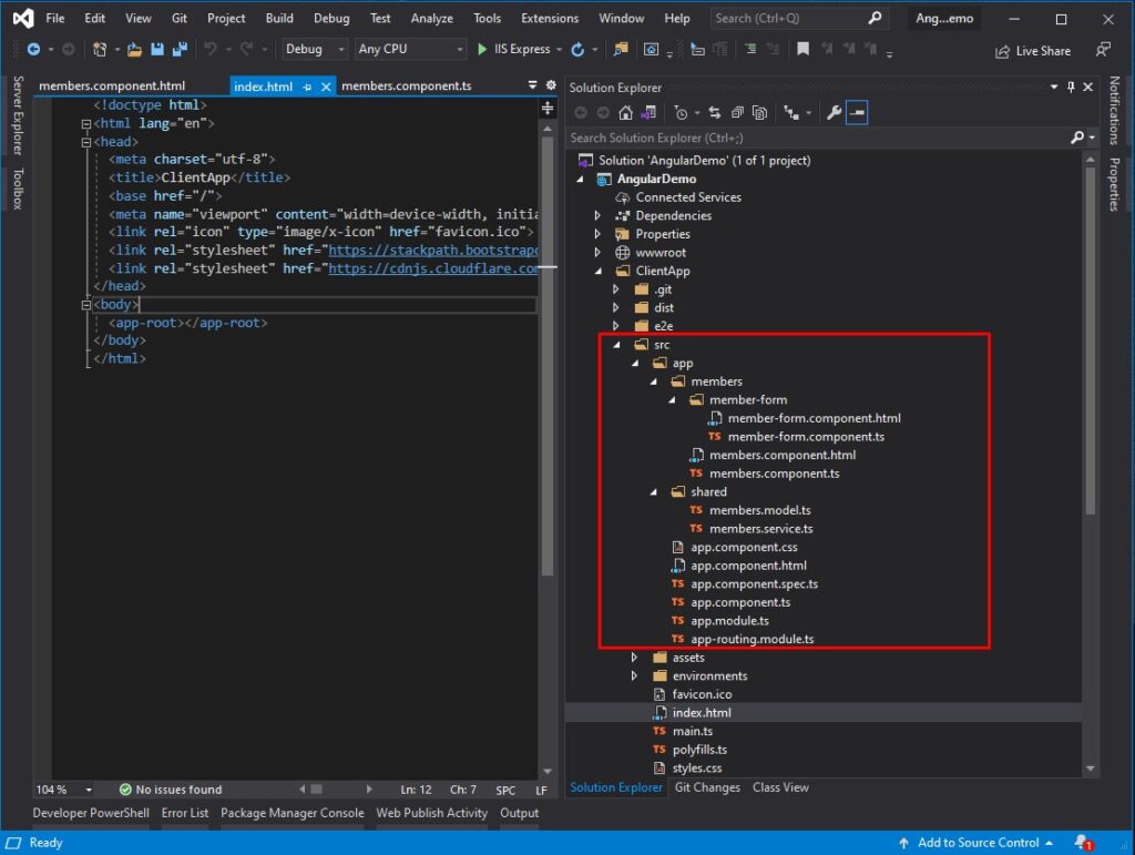 Angular 11 application with ASP NET Core