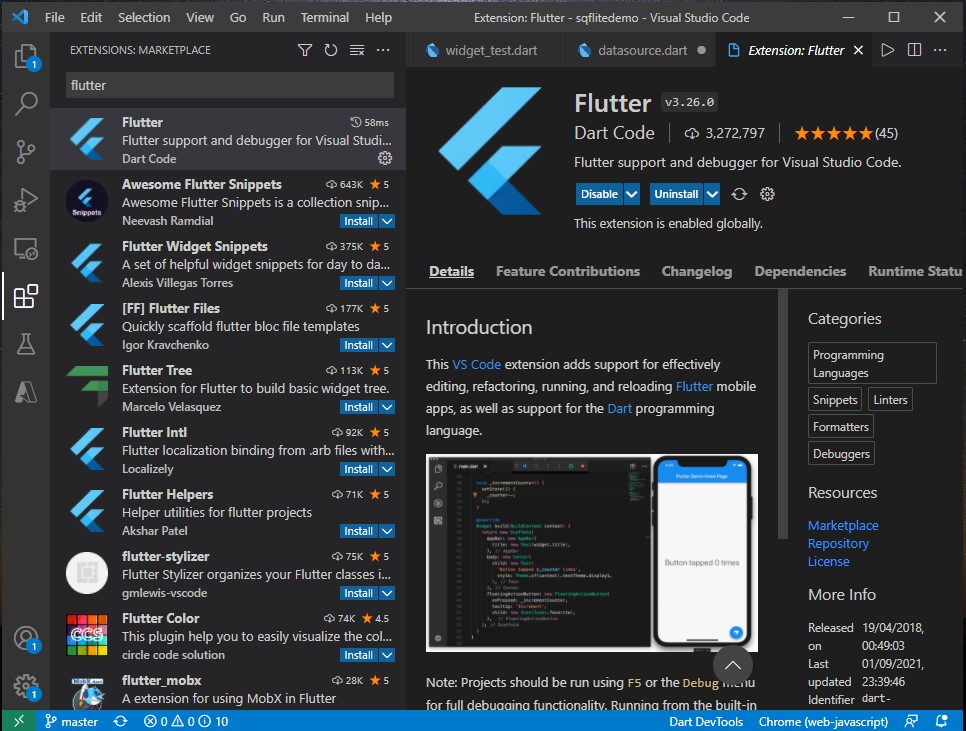 VSCode Flutter Extension