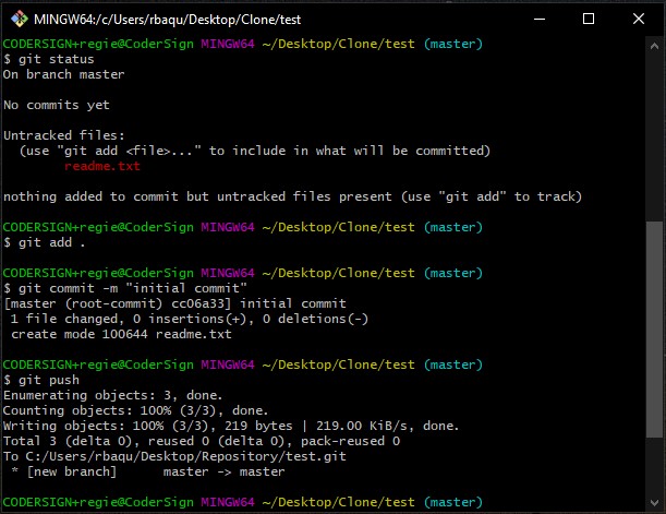 Push to a get repository