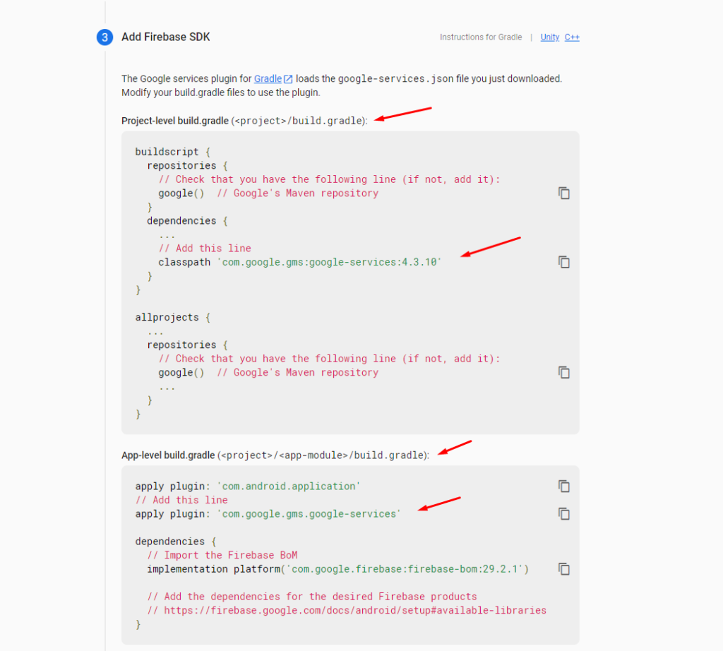 Add Firebase SDK to your project