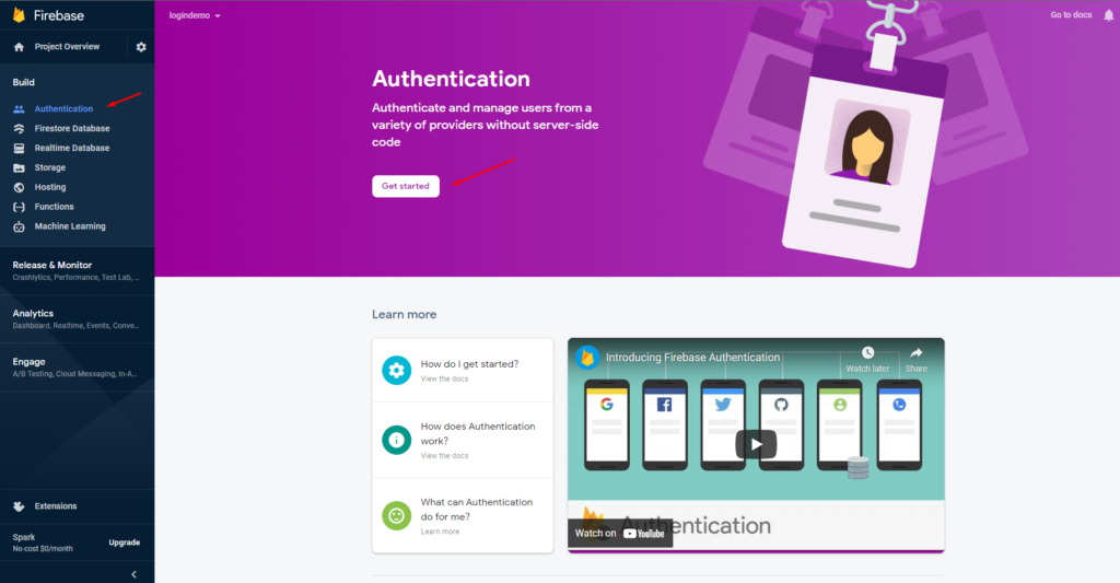 Firebase Authentication Dashboard