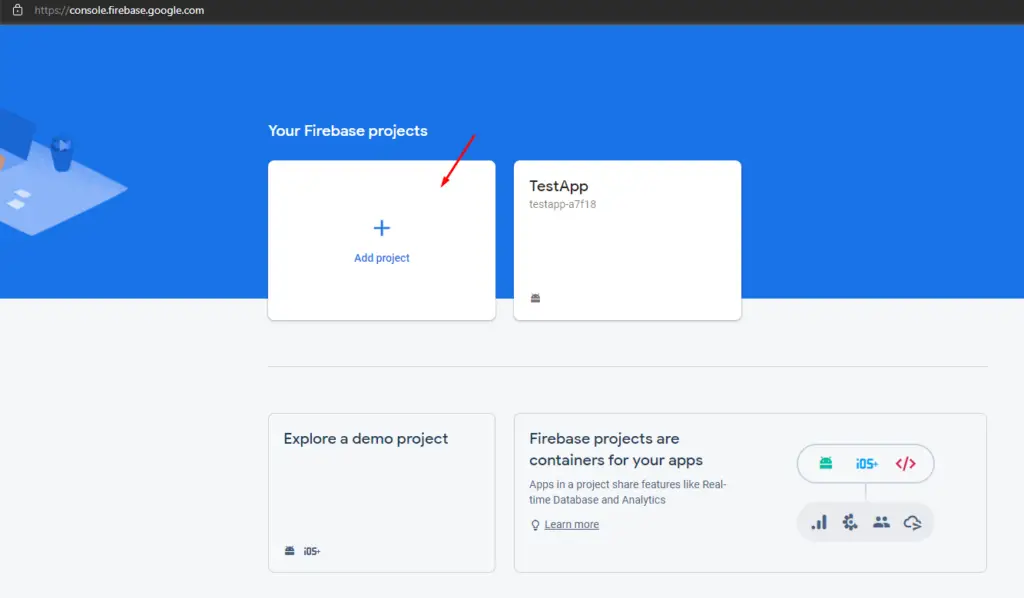 Firebase Adding projects : Flutter login and registration using Firebase