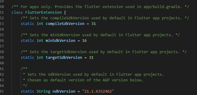 Flutter SDK Version settings