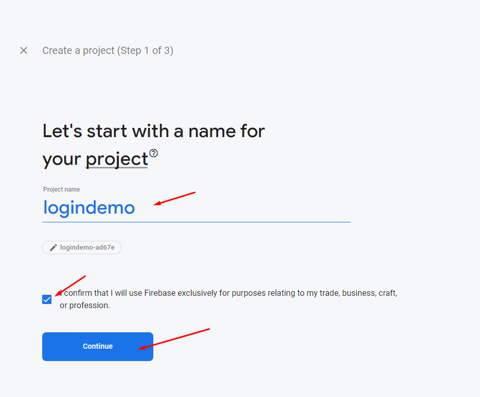 Create Firebase project settings