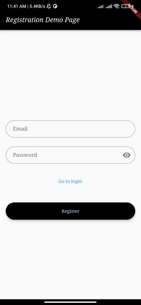 Flutter registration using Firebase