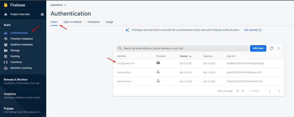 Firebase Users viewing